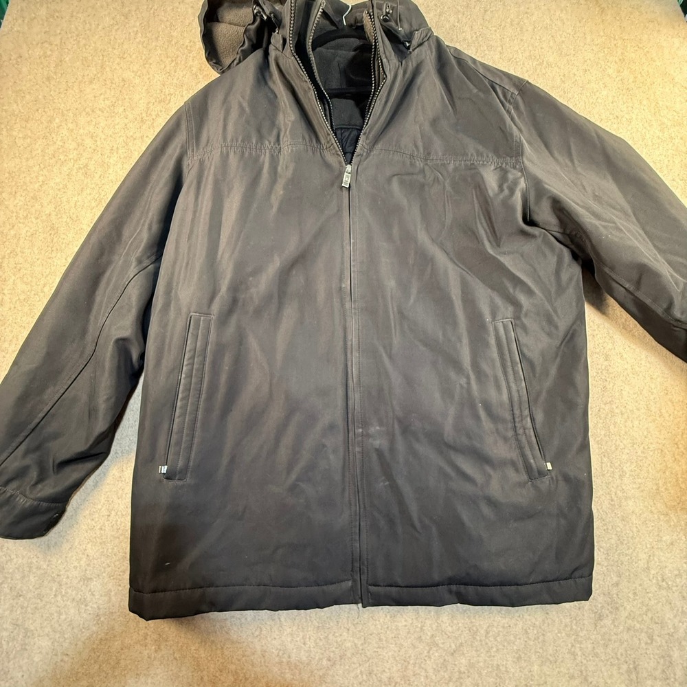 Weatherproof Mens XL Hooded Fleece Lined Full Zip Jacket Charcoal Gray Coat